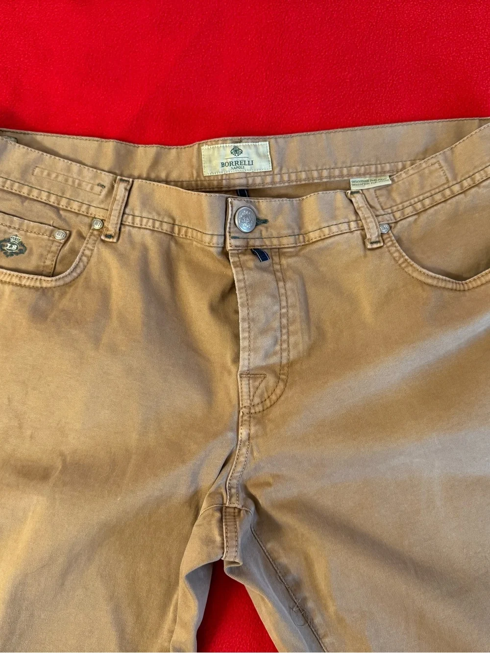 Borrelli Napoli Caracciolo -LB Men's Cotton Beige Khaki Chino Pants Size: 40X31